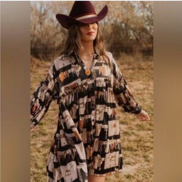 Beulah Black and Brown Equestrian Print Dress - Picture 11 of 12
